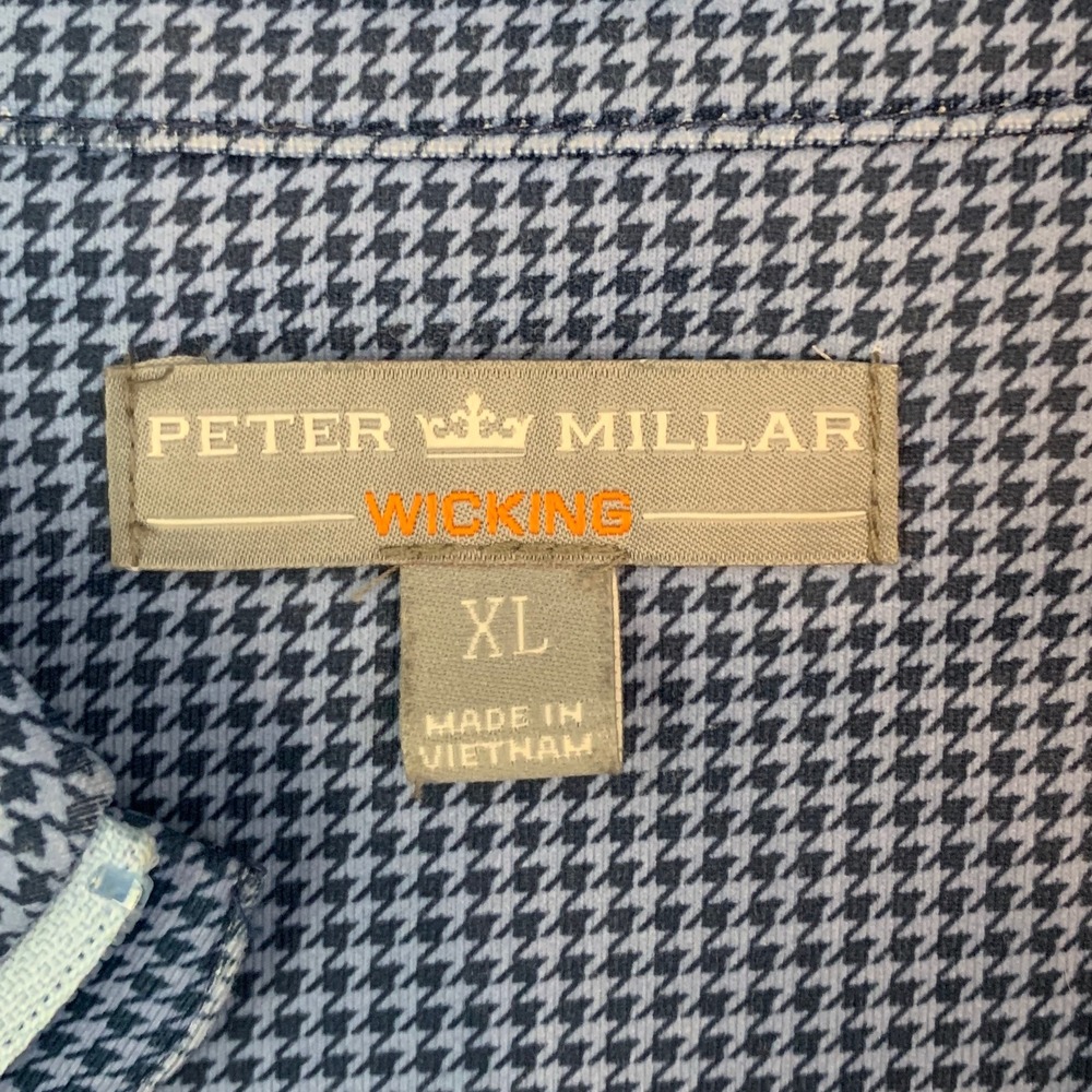 Peter Millar Perth Performance Sweater Men XL Blue Houndstooth 1/4 Zip Pullover - Picture 7 of 11